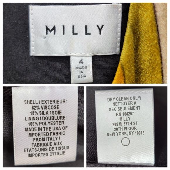 MILLY GINA RAINBOW VELVET SHIFT DRESS, SIZE 4 - Picture 6 of 8